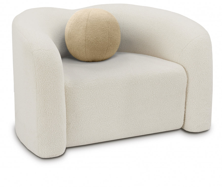 Cream Kali Faux Shearling Teddy Fabric Chair from Meridian - Luna Furniture