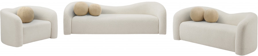 Cream Kali Faux Shearling Teddy Fabric Chair from Meridian - Luna Furniture