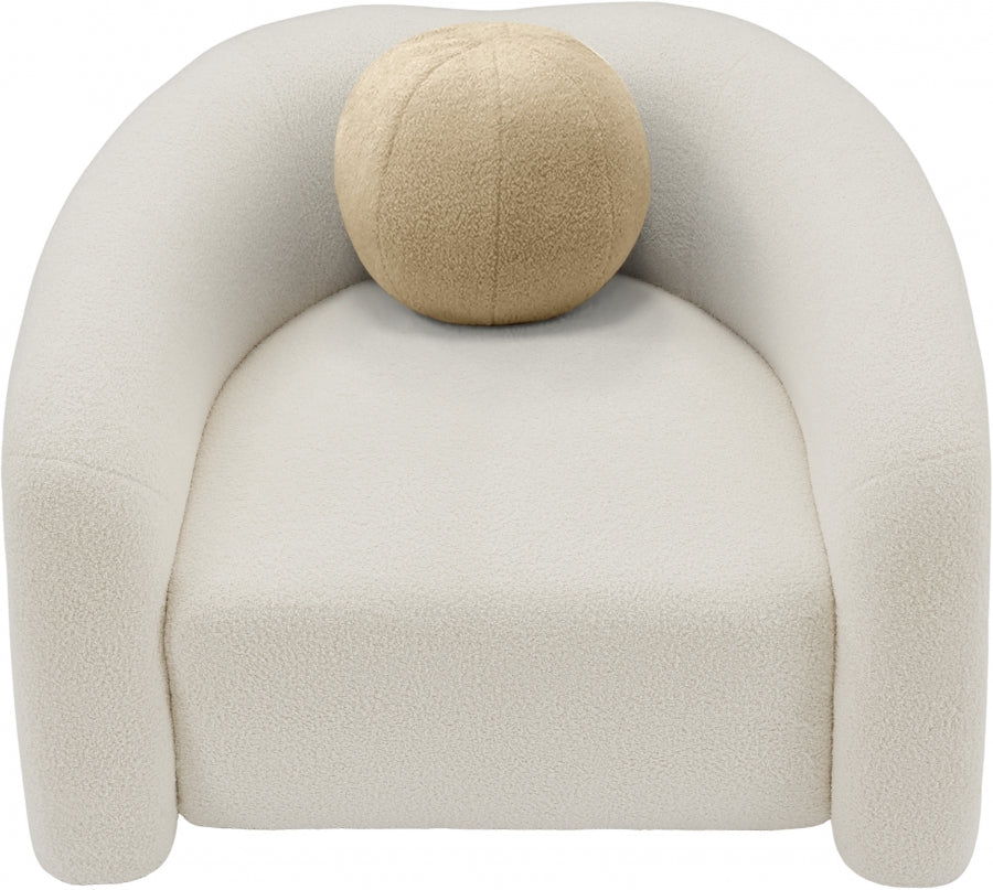 Cream Kali Faux Shearling Teddy Fabric Chair from Meridian - Luna Furniture