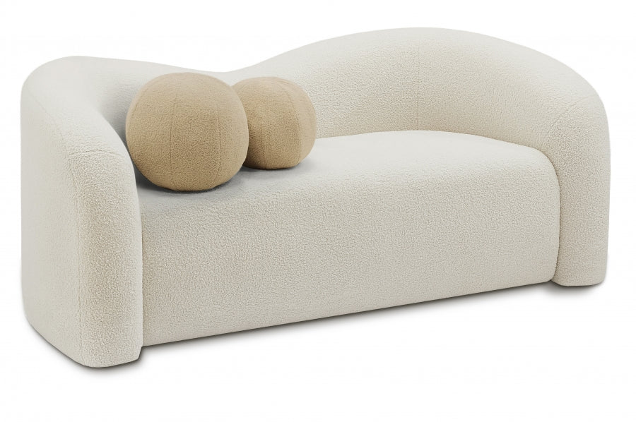 Cream Kali Faux Shearling Teddy Fabric Loveseat from Meridian - Luna Furniture