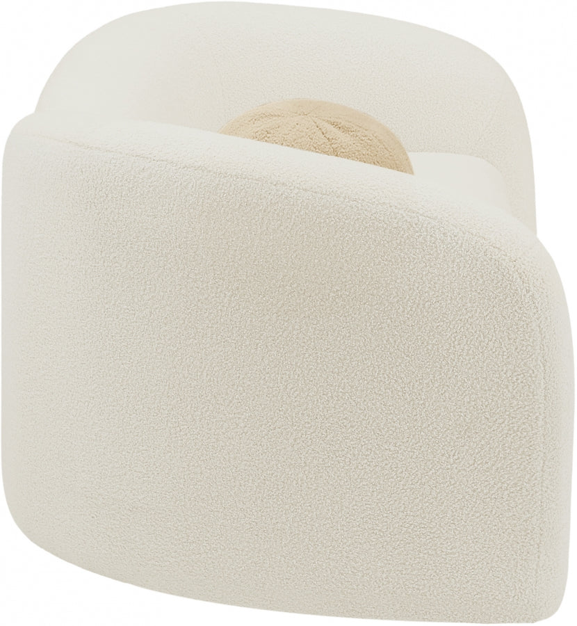 Cream Kali Faux Shearling Teddy Fabric Loveseat from Meridian - Luna Furniture