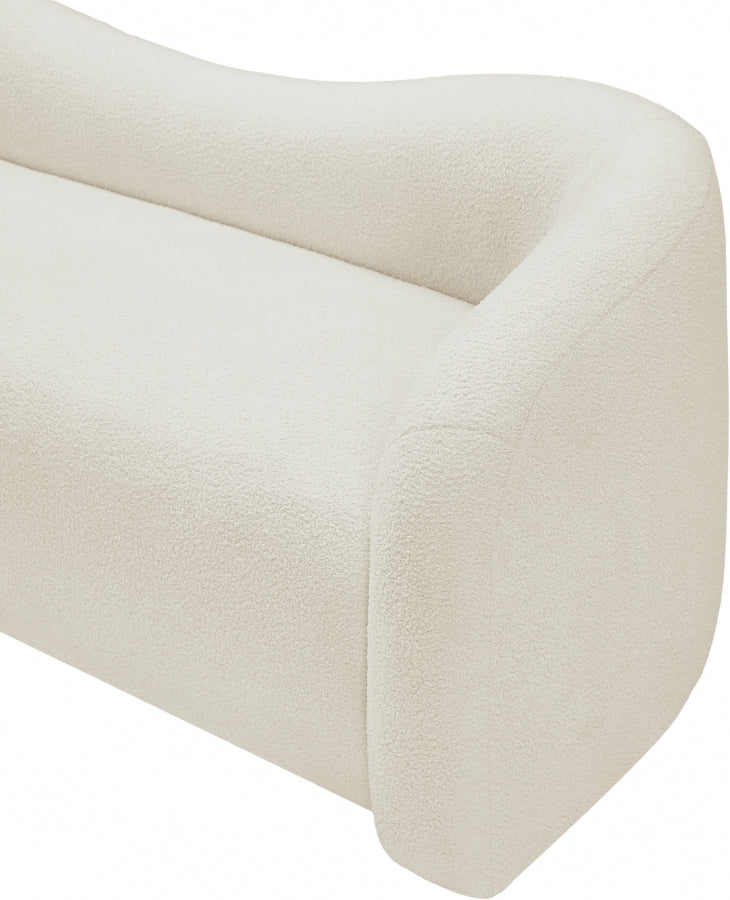 Cream Kali Faux Shearling Teddy Fabric Loveseat from Meridian - Luna Furniture