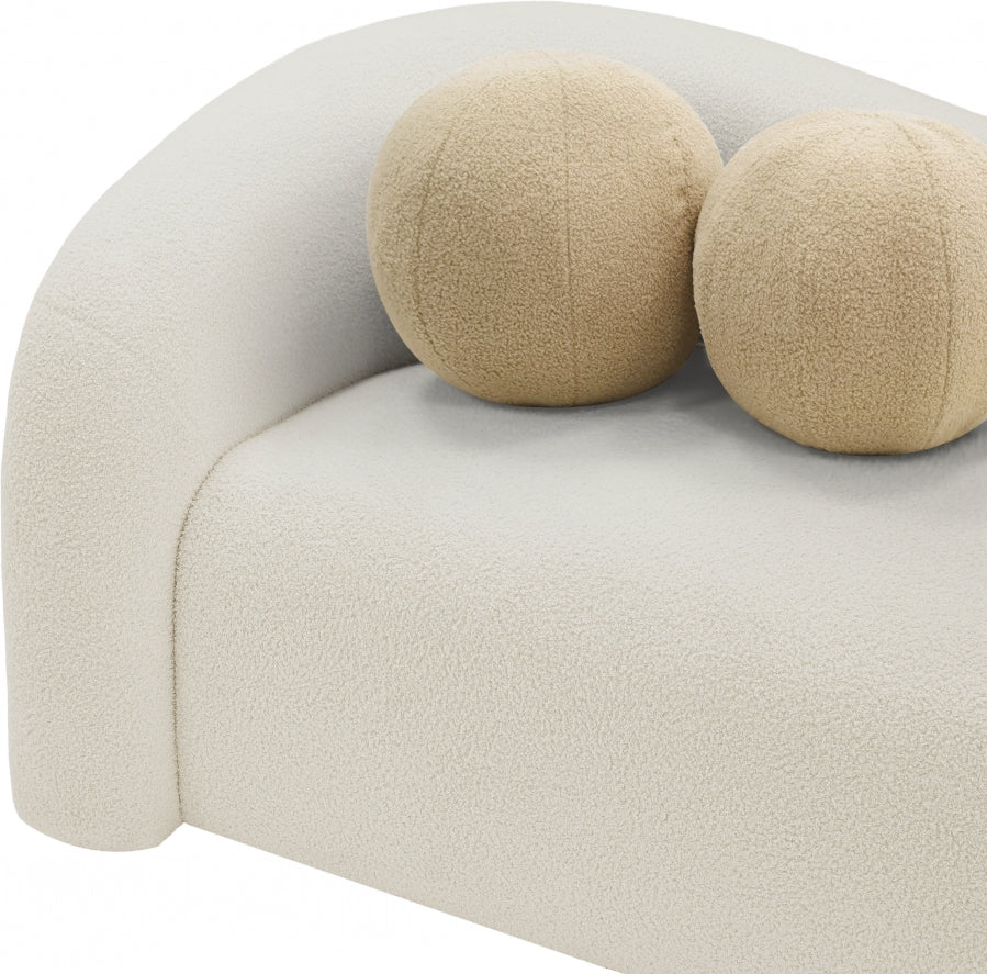 Cream Kali Faux Shearling Teddy Fabric Loveseat from Meridian - Luna Furniture