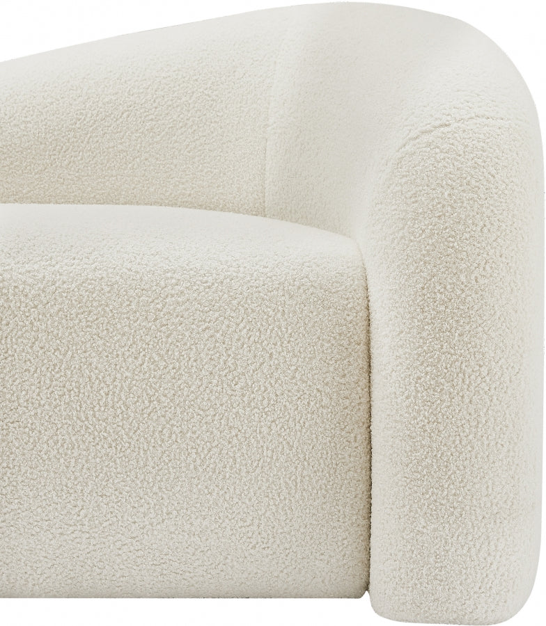 Cream Kali Faux Shearling Teddy Fabric Loveseat from Meridian - Luna Furniture