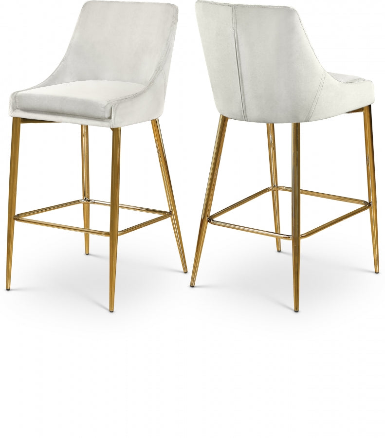 Karina Cream Velvet Counter Stool, Set of 2 from Meridian - Luna Furniture