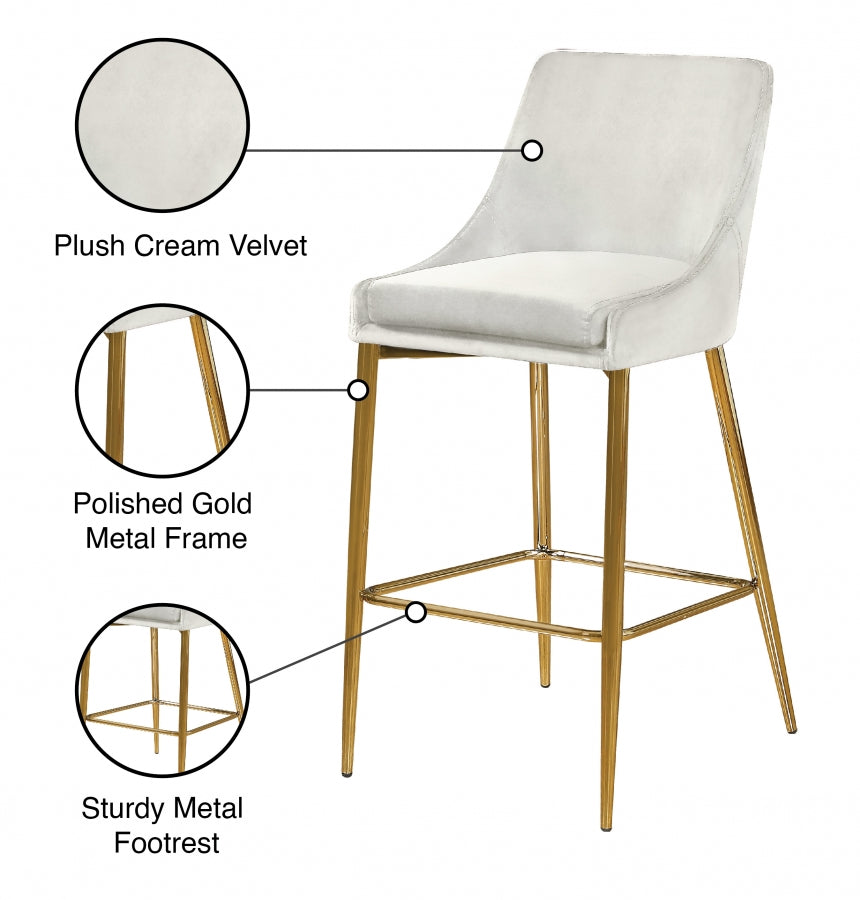 Karina Cream Velvet Counter Stool, Set of 2 from Meridian - Luna Furniture