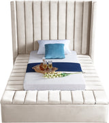 Kiki Cream Velvet Twin Bed from Meridian - Luna Furniture