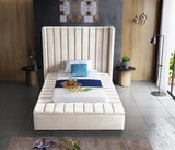 Kiki Cream Velvet Twin Bed from Meridian - Luna Furniture