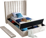 Kiki Cream Velvet Twin Bed from Meridian - Luna Furniture