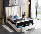 Kiki Cream Velvet Twin Bed from Meridian - Luna Furniture