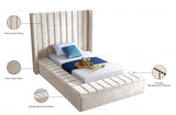 Kiki Cream Velvet Twin Bed from Meridian - Luna Furniture