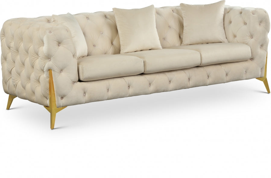 Kingdom Cream Velvet Sofa from Meridian - Luna Furniture