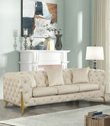 Kingdom Cream Velvet Sofa from Meridian - Luna Furniture