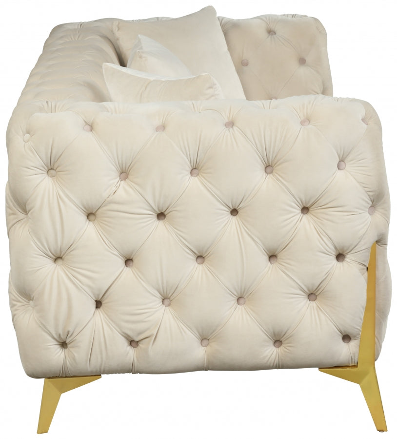 Kingdom Cream Velvet Sofa from Meridian - Luna Furniture