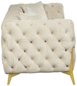 Kingdom Cream Velvet Sofa from Meridian - Luna Furniture