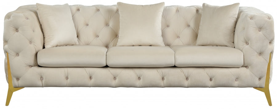 Kingdom Cream Velvet Sofa from Meridian - Luna Furniture