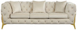 Kingdom Cream Velvet Sofa from Meridian - Luna Furniture