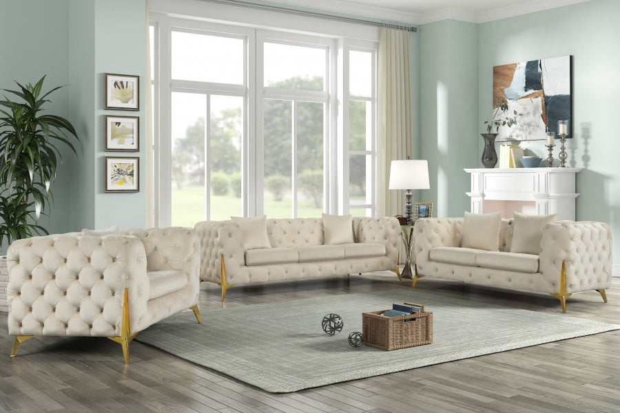 Kingdom Cream Velvet Sofa from Meridian - Luna Furniture