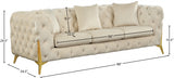 Kingdom Cream Velvet Sofa from Meridian - Luna Furniture