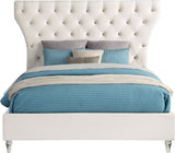 Kira Cream Velvet Queen Bed from Meridian - Luna Furniture