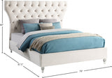 Kira Cream Velvet Queen Bed from Meridian - Luna Furniture