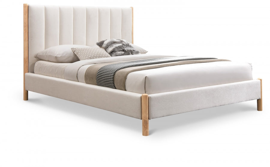 Cream Kona Fabric King Bed from Meridian - Luna Furniture