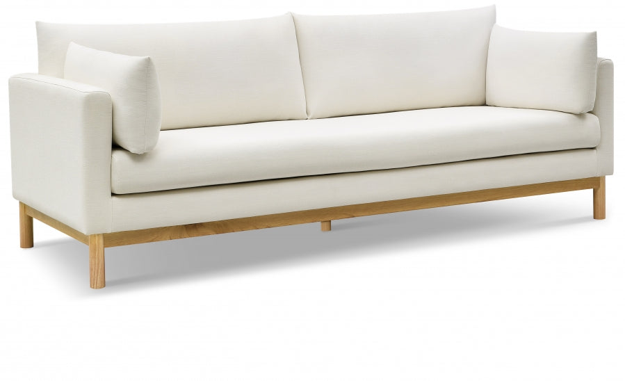 Cream Langham Linen Textured Fabric Sofa from Meridian - Luna Furniture