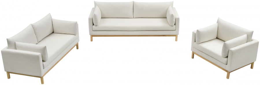 Cream Langham Linen Textured Fabric Sofa from Meridian - Luna Furniture