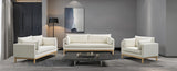 Cream Langham Linen Textured Fabric Sofa from Meridian - Luna Furniture