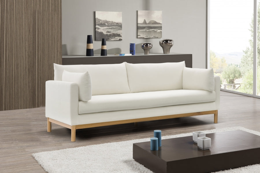 Cream Langham Linen Textured Fabric Sofa from Meridian - Luna Furniture