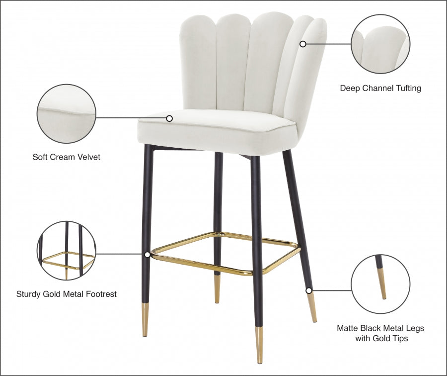 Lily Cream Bar Stool, Set of 2 from Meridian - Luna Furniture