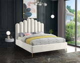 Lily Cream Velvet Full Bed from Meridian - Luna Furniture