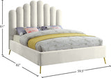 Lily Cream Velvet Full Bed from Meridian - Luna Furniture