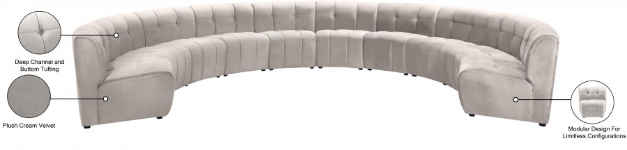 Limitless Cream Modular Velvet 10-Piece Sectional from Meridian - Luna Furniture