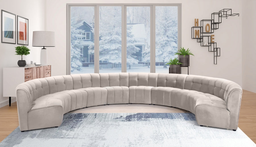 Limitless Cream Modular Velvet 10-Piece Sectional from Meridian - Luna Furniture