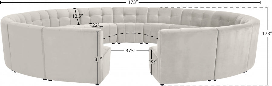 Limitless Cream Modular Velvet 15-Piece Sectional from Meridian - Luna Furniture