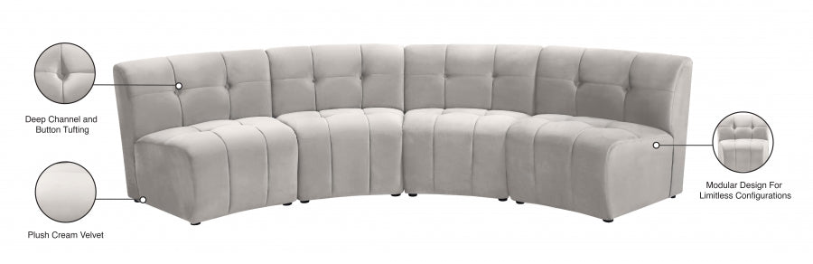 Limitless Cream Modular Velvet 4-Piece Sectional from Meridian - Luna Furniture