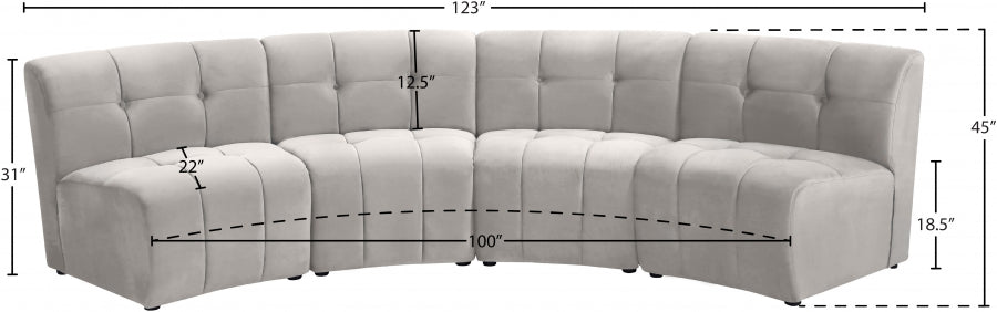 Limitless Cream Modular Velvet 4-Piece Sectional from Meridian - Luna Furniture