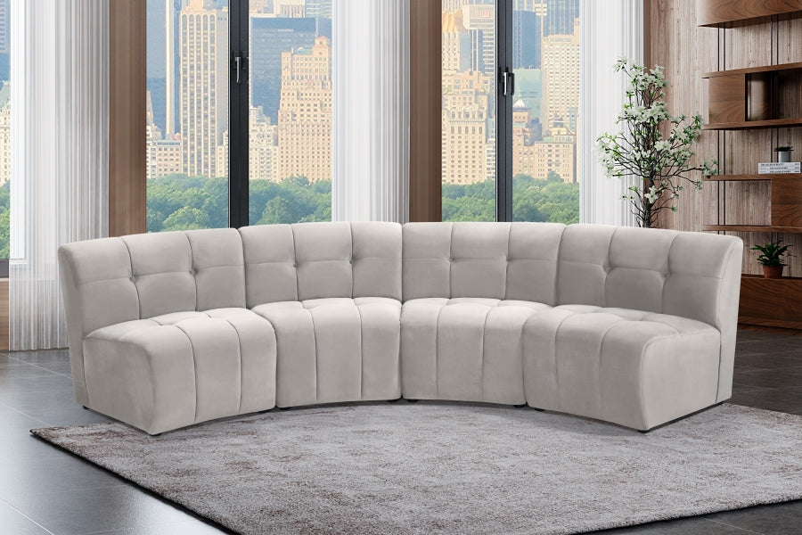 Limitless Cream Modular Velvet 4-Piece Sectional from Meridian - Luna Furniture