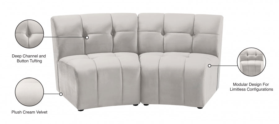 Limitless Cream Modular Velvet Loveseat from Meridian - Luna Furniture