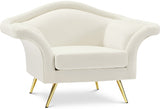 Lips Cream Velvet Chair from Meridian - Luna Furniture