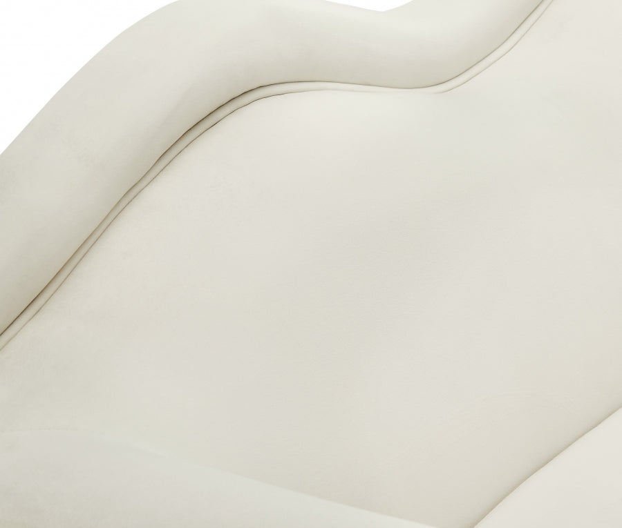 Lips Cream Velvet Chair from Meridian - Luna Furniture