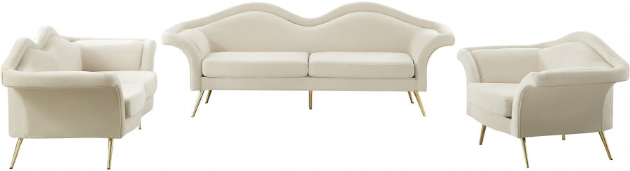 Lips Cream Velvet Chair from Meridian - Luna Furniture