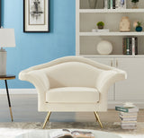 Lips Cream Velvet Chair from Meridian - Luna Furniture