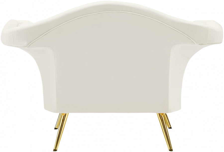 Lips Cream Velvet Chair from Meridian - Luna Furniture