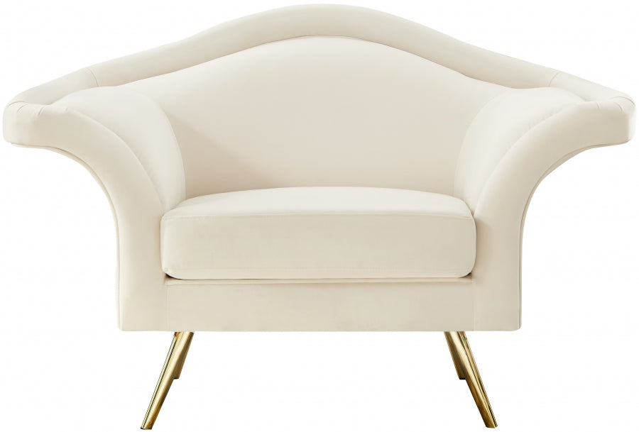 Lips Cream Velvet Chair from Meridian - Luna Furniture