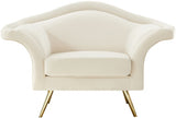 Lips Cream Velvet Chair from Meridian - Luna Furniture