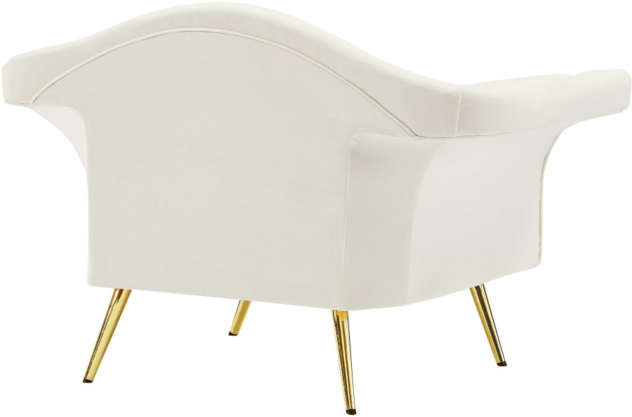 Lips Cream Velvet Chair from Meridian - Luna Furniture