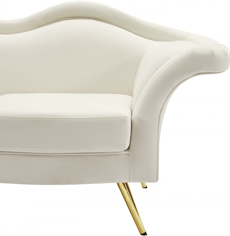 Lips Cream Velvet Chair from Meridian - Luna Furniture