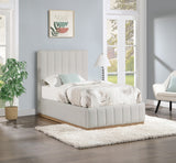 Lucia Cream Lucia Linen Textured Fabric Twin Bed from Meridian - Luna Furniture